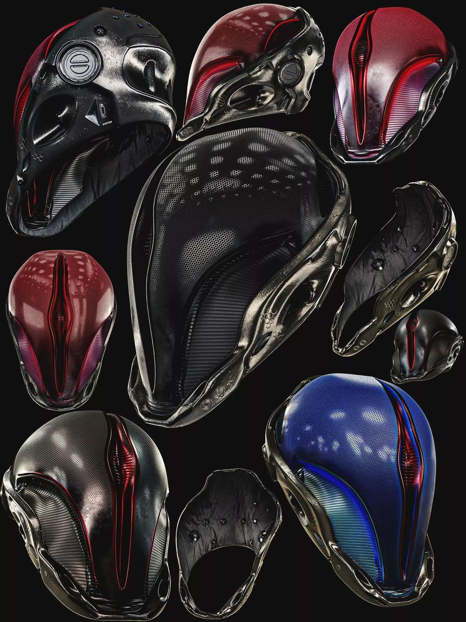 Sci-fi Helmet Low-poly 3D model_0