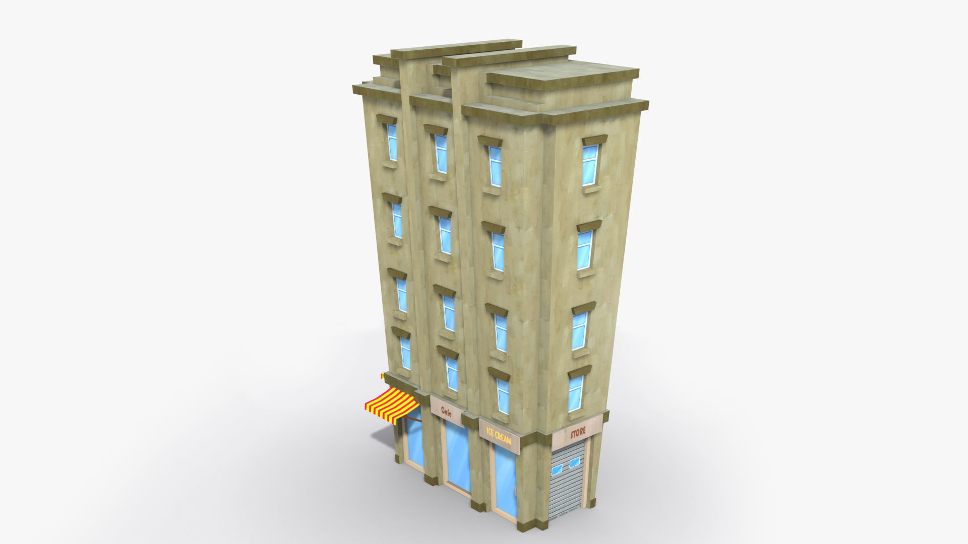 Cartoon Building x18 Low-poly 3D model_4
