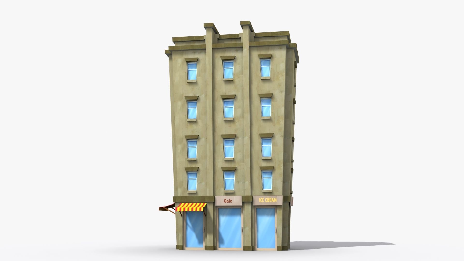 Cartoon Building x18 Low-poly 3D model_1