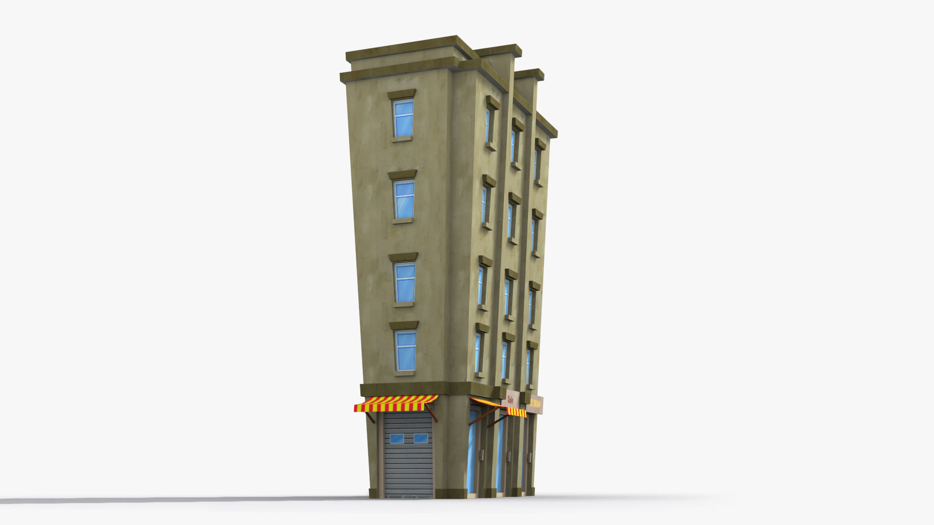 Cartoon Building x18 Low-poly 3D model_3