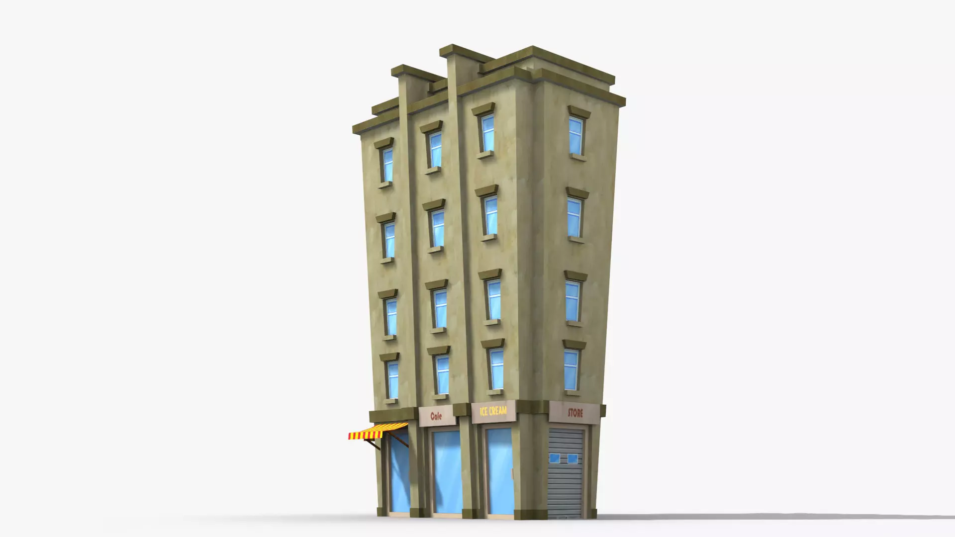Cartoon Building x18 Low-poly 3D model_0