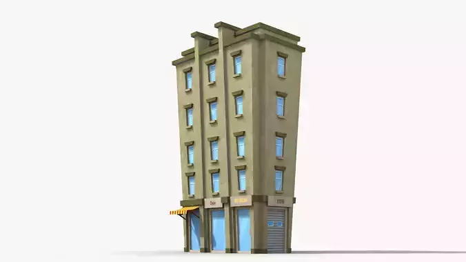 Cartoon Building x18 Low-poly 3D model