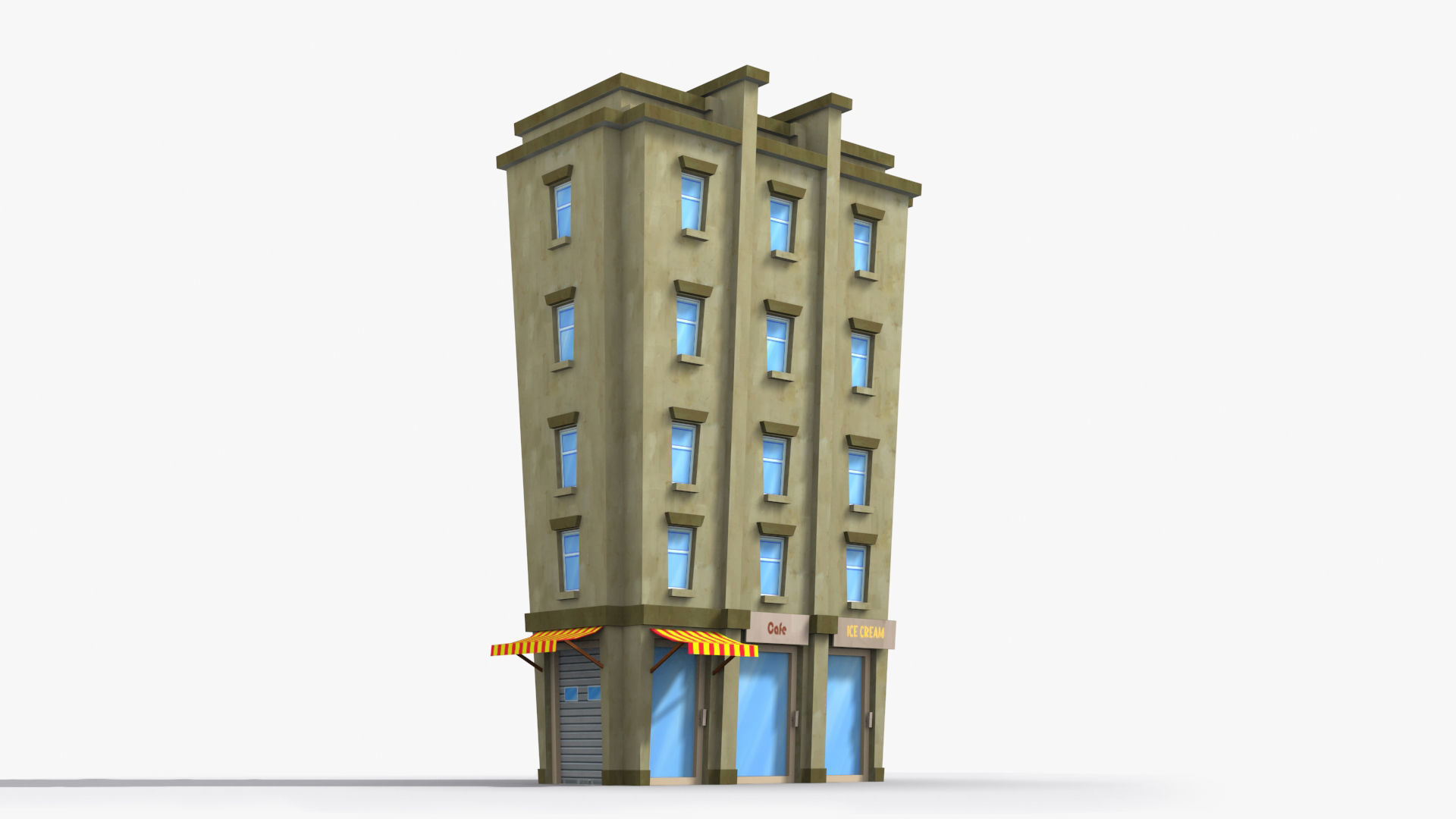 Cartoon Building x18 Low-poly 3D model_2