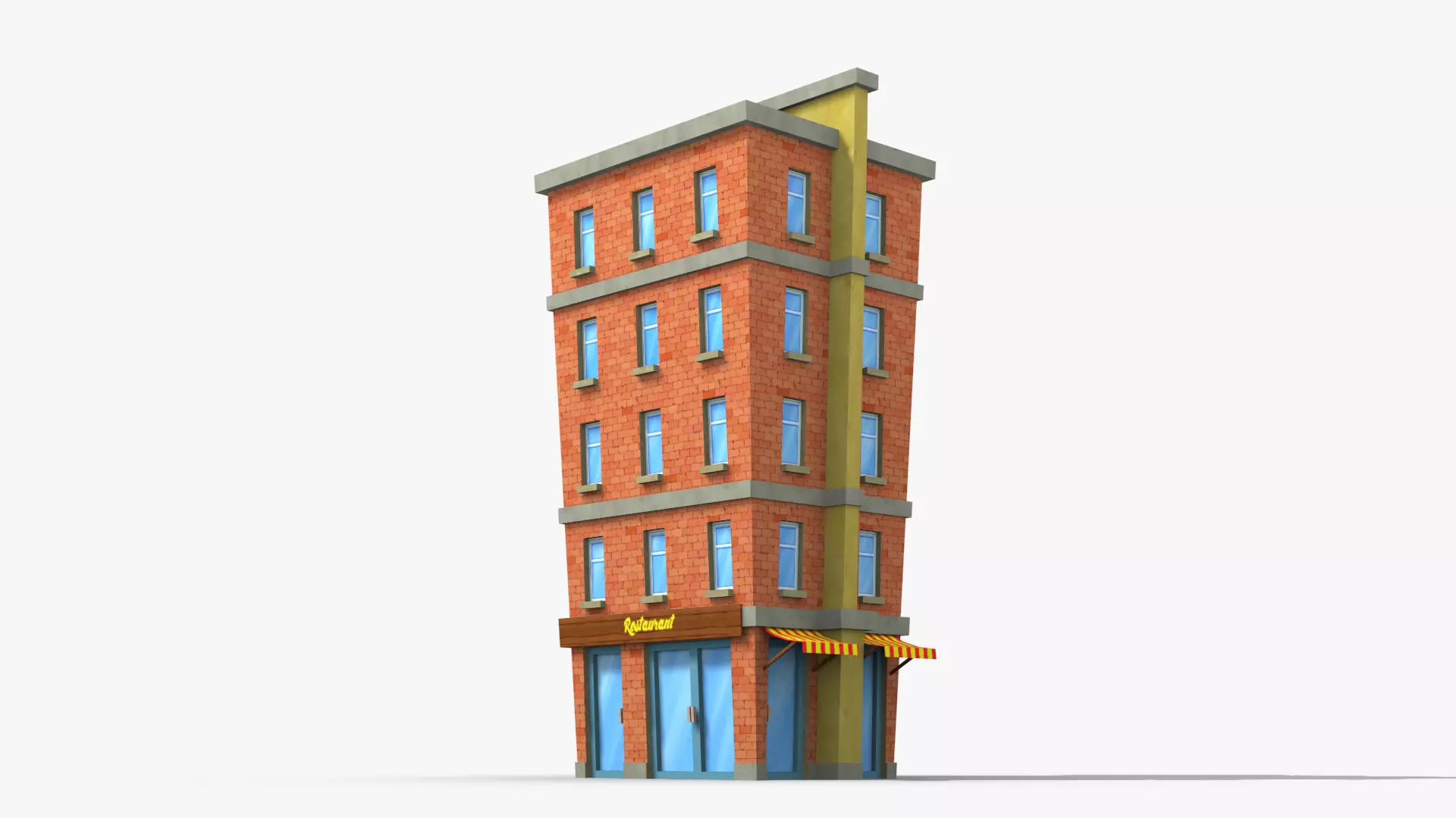 Cartoon Building x19 Low-poly 3D model_0