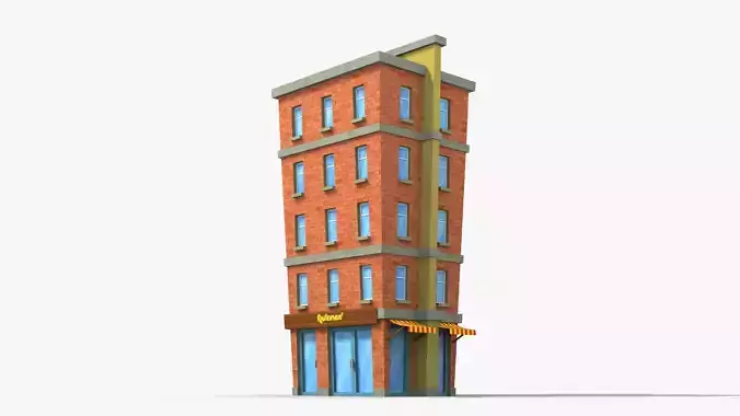 Cartoon Building x19 Low-poly 3D model