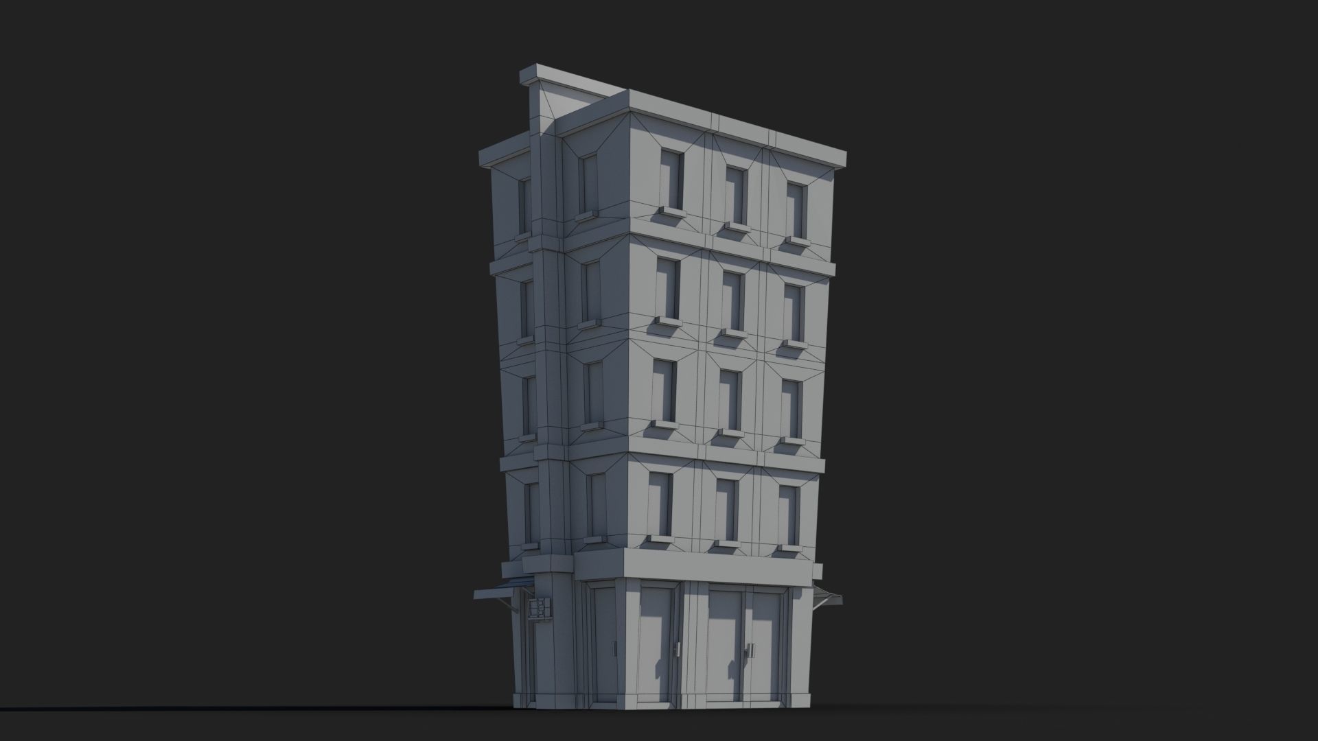 Cartoon Building x19 Low-poly 3D model_7
