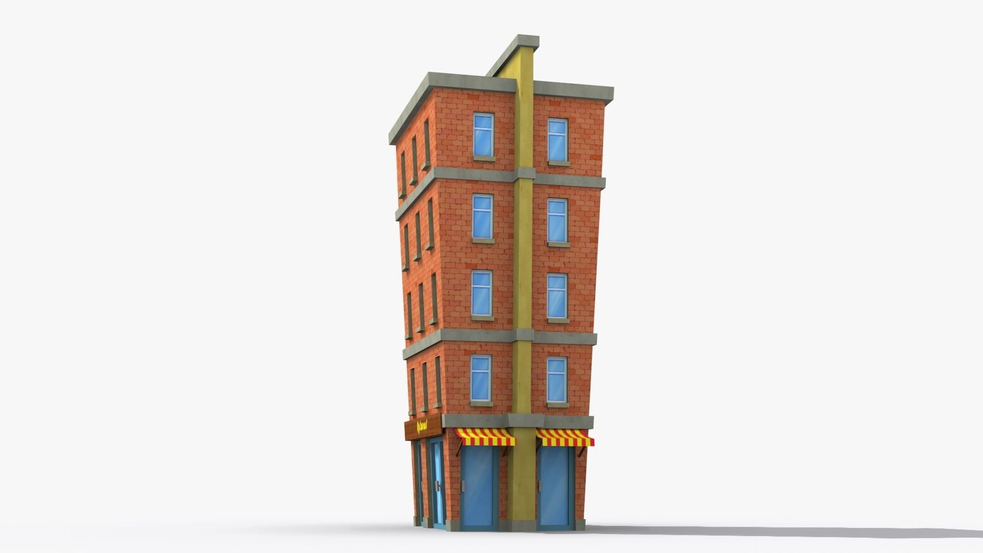 Cartoon Building x19 Low-poly 3D model_3