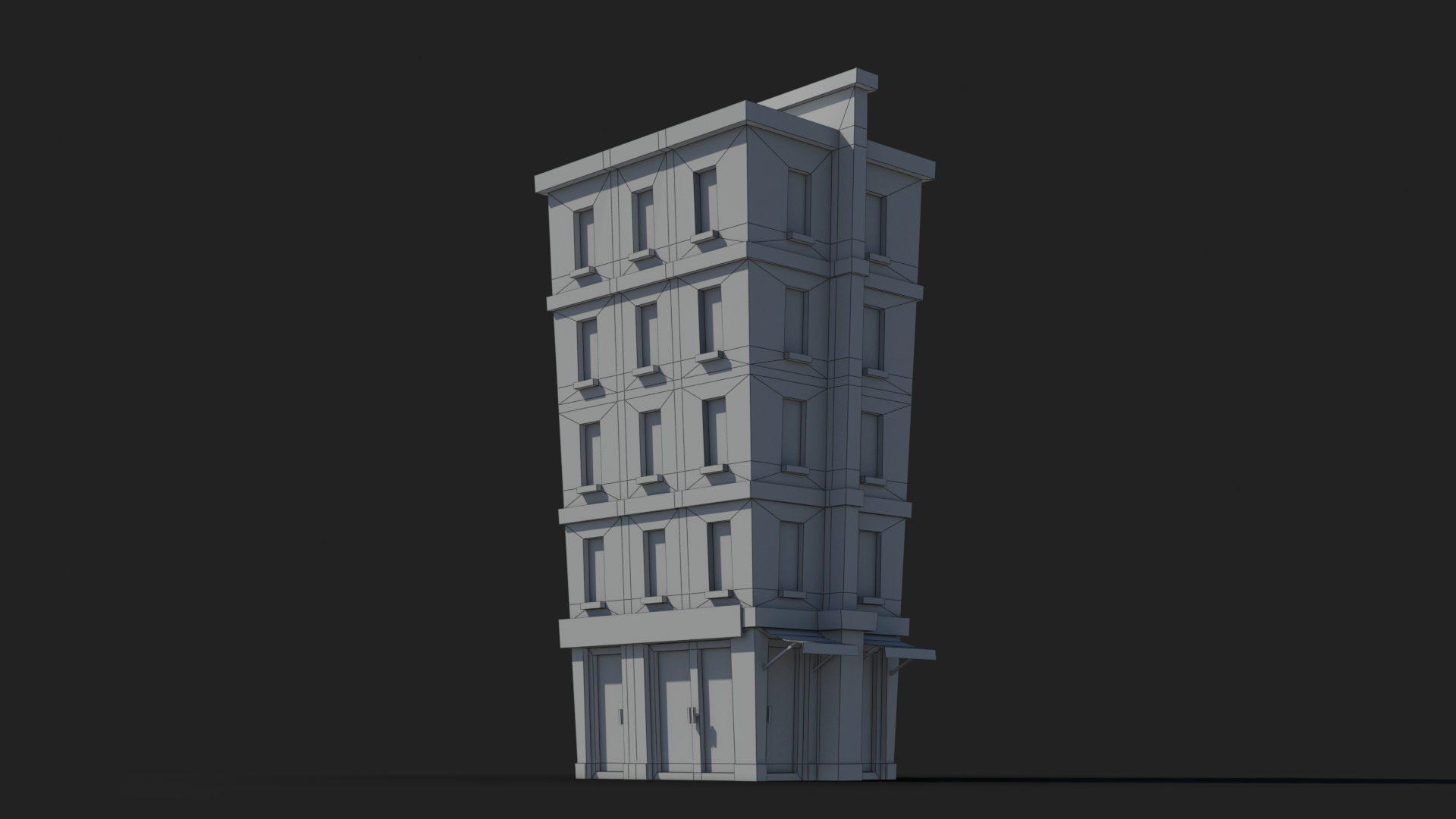 Cartoon Building x19 Low-poly 3D model_5