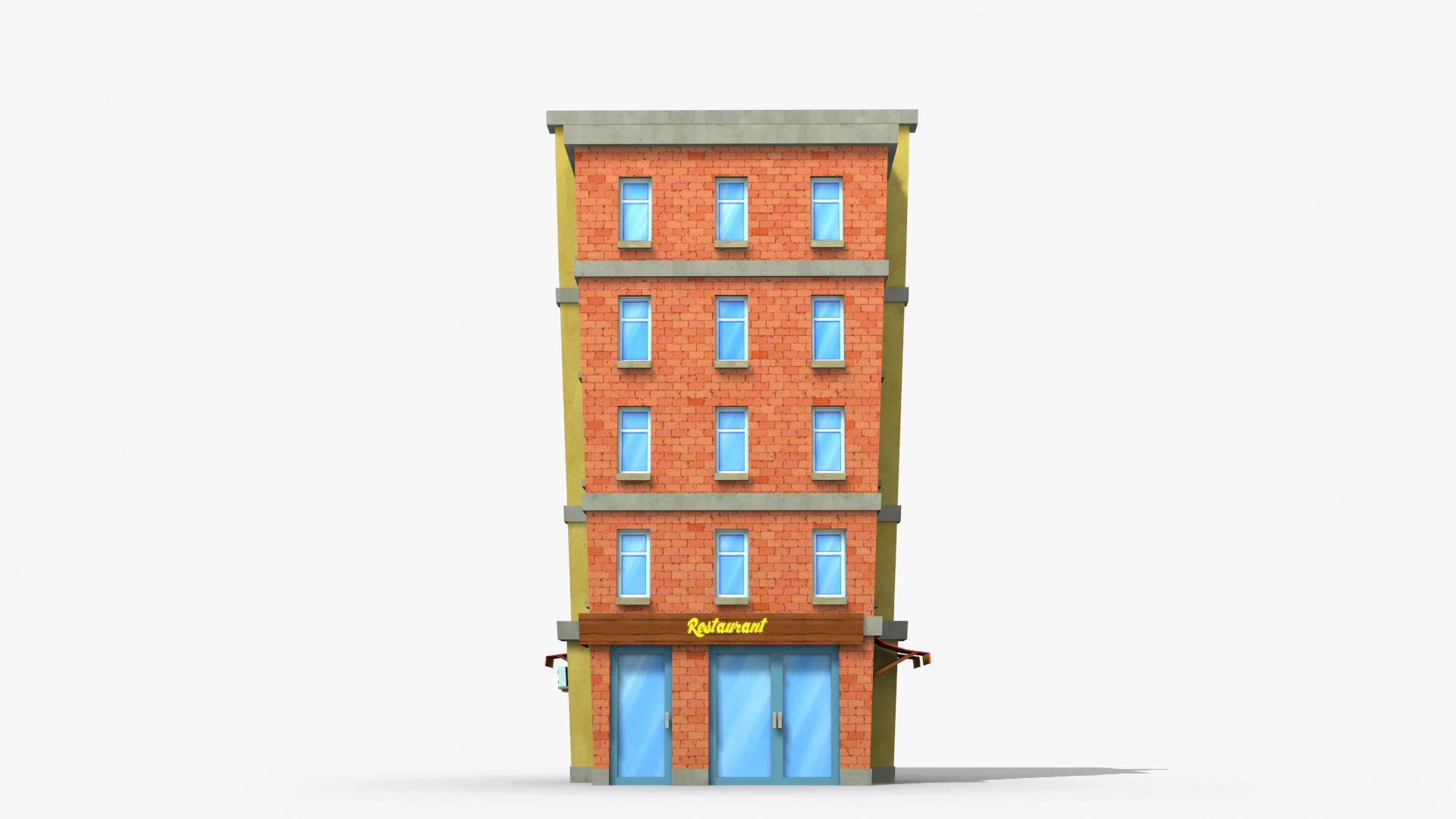 Cartoon Building x19 Low-poly 3D model_1