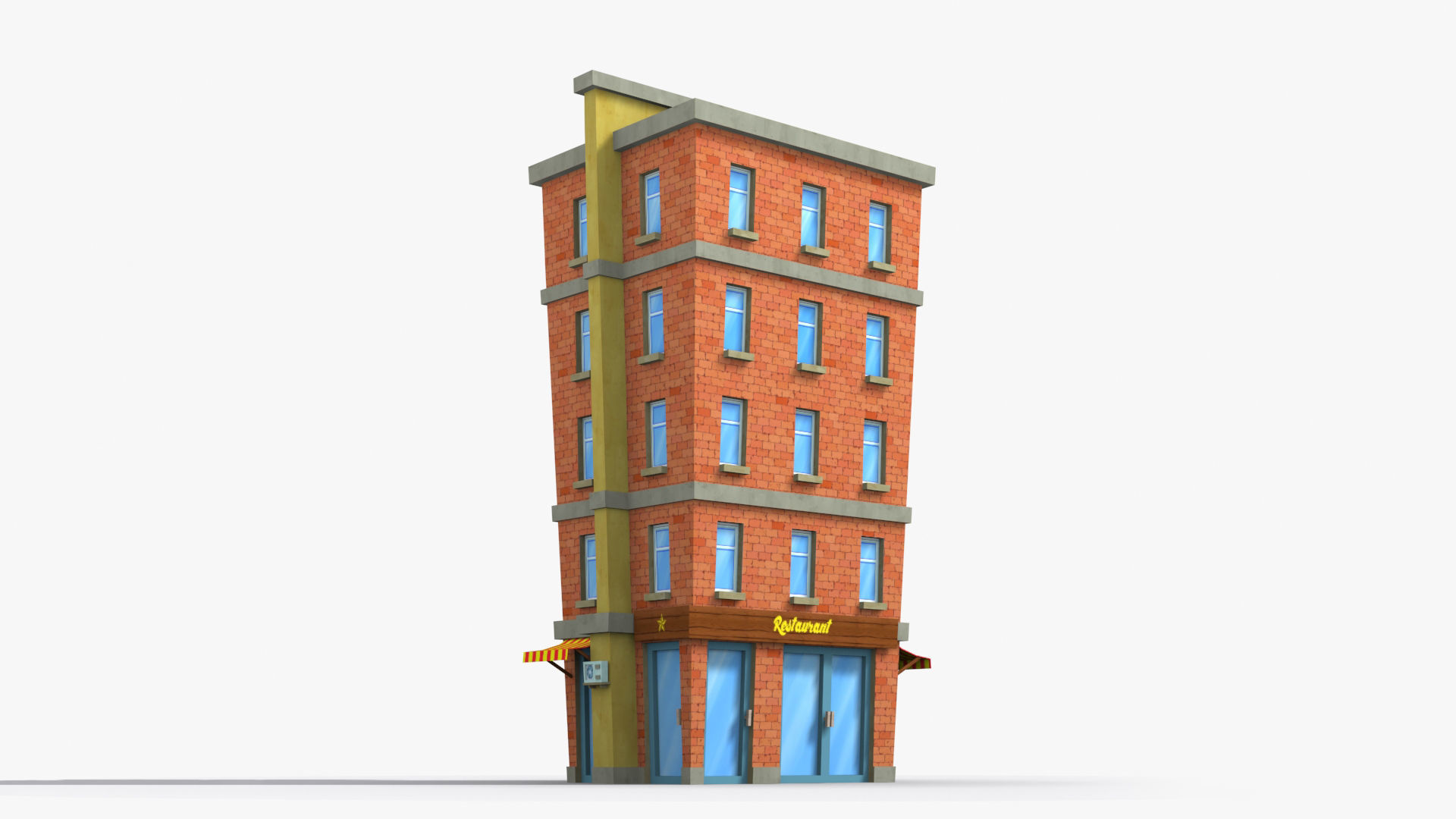 Cartoon Building x19 Low-poly 3D model_2