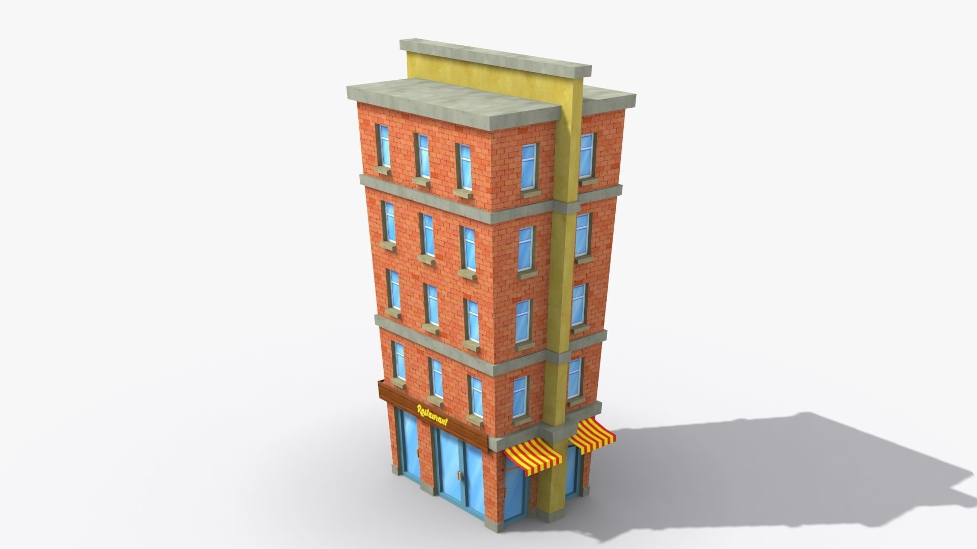 Cartoon Building x19 Low-poly 3D model_4