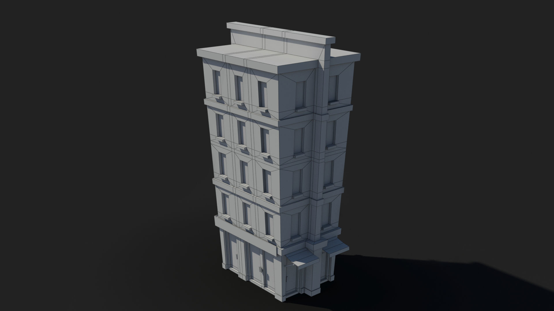 Cartoon Building x19 Low-poly 3D model_9