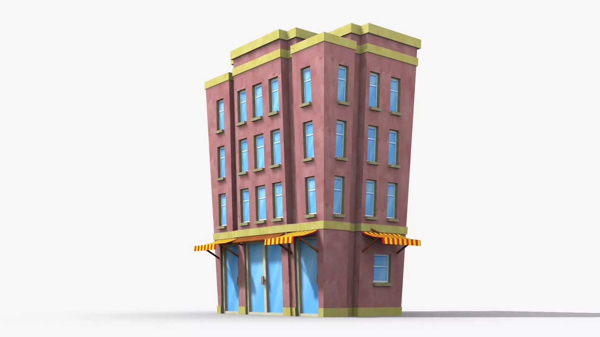 Cartoon Building x21 Low-poly 3D model_0