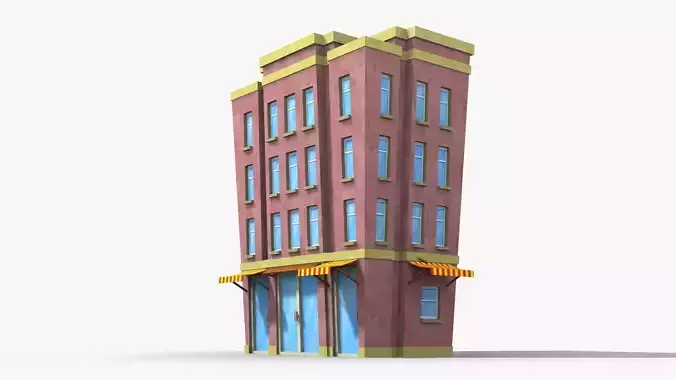 Cartoon Building x21 Low-poly 3D model