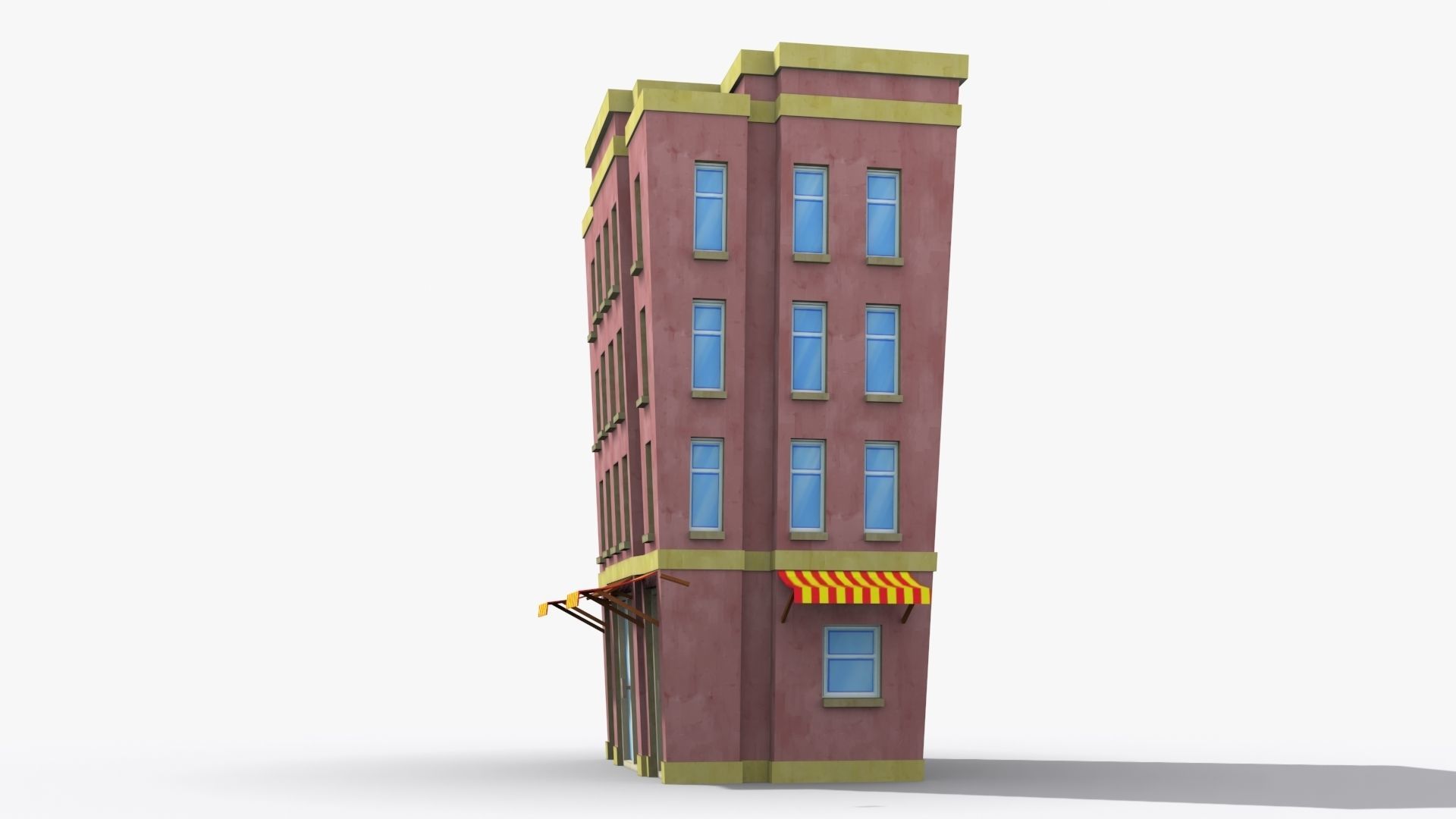 Cartoon Building x21 Low-poly 3D model_3