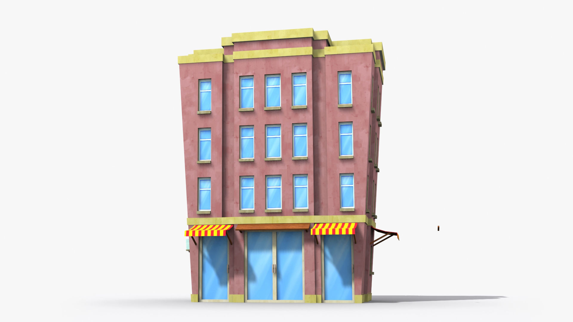 Cartoon Building x21 Low-poly 3D model_1