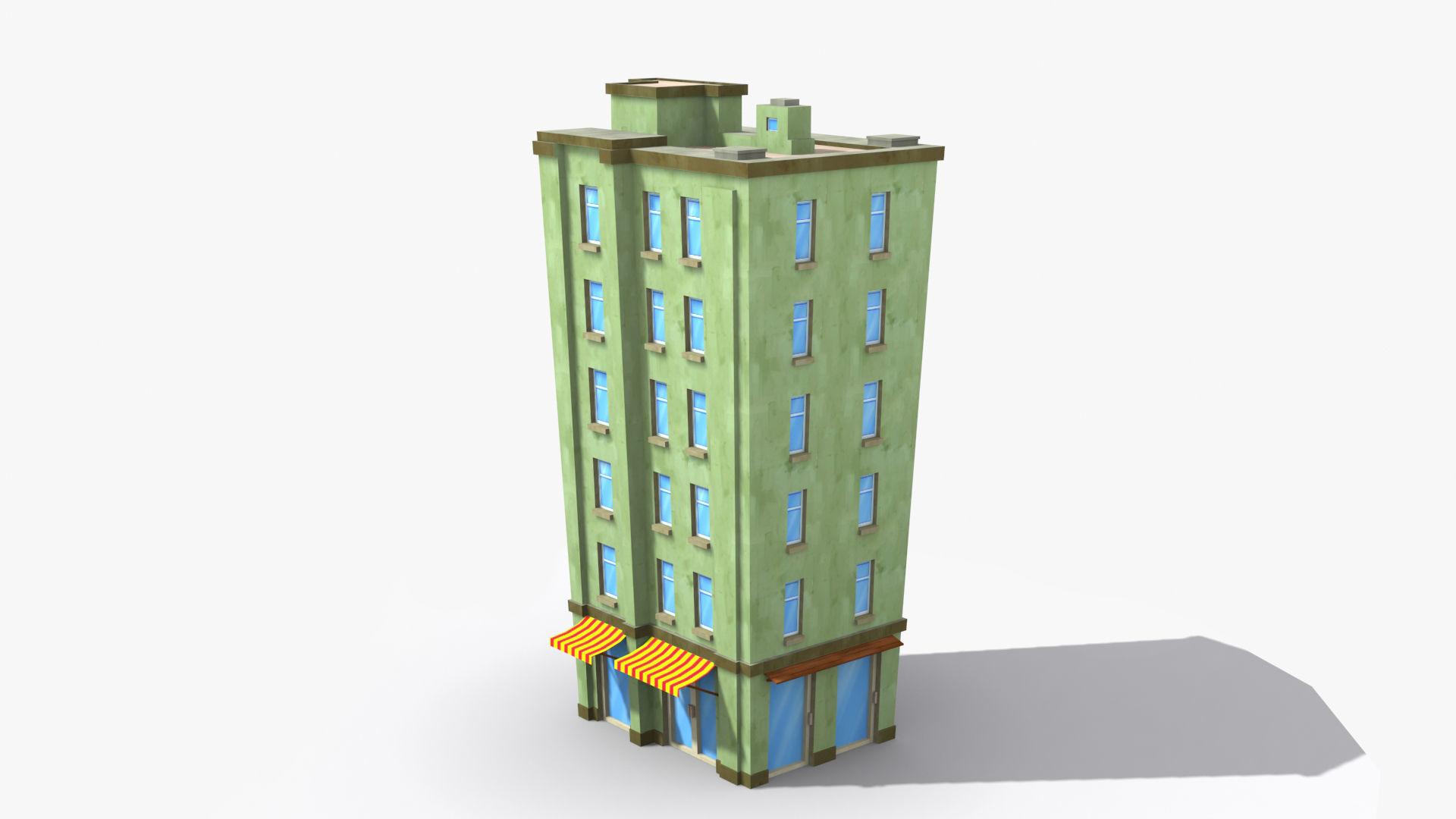 Cartoon Building x22 Low-poly 3D model_4
