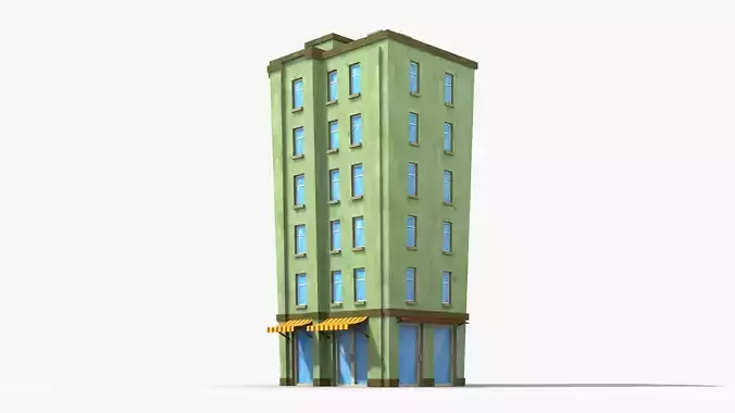 Cartoon Building x22 Low-poly 3D model