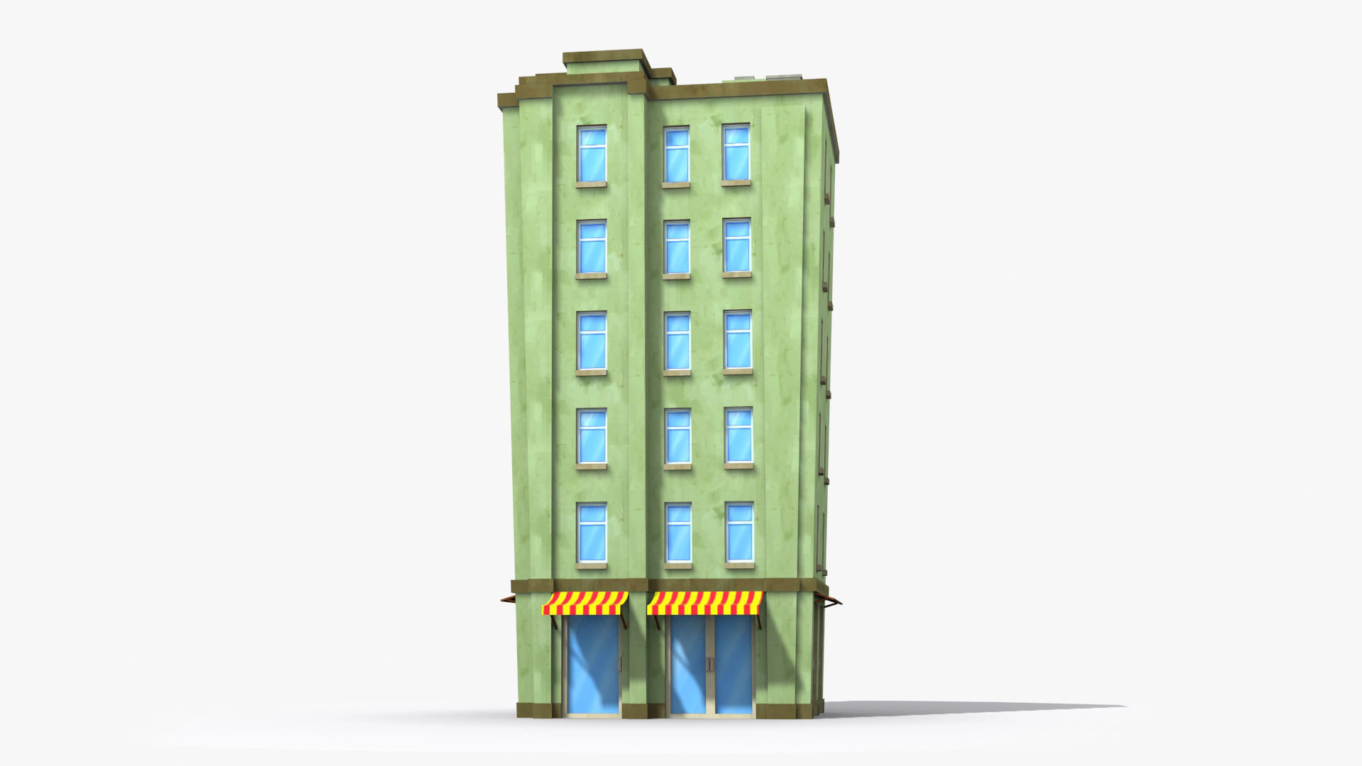 Cartoon Building x22 Low-poly 3D model_1