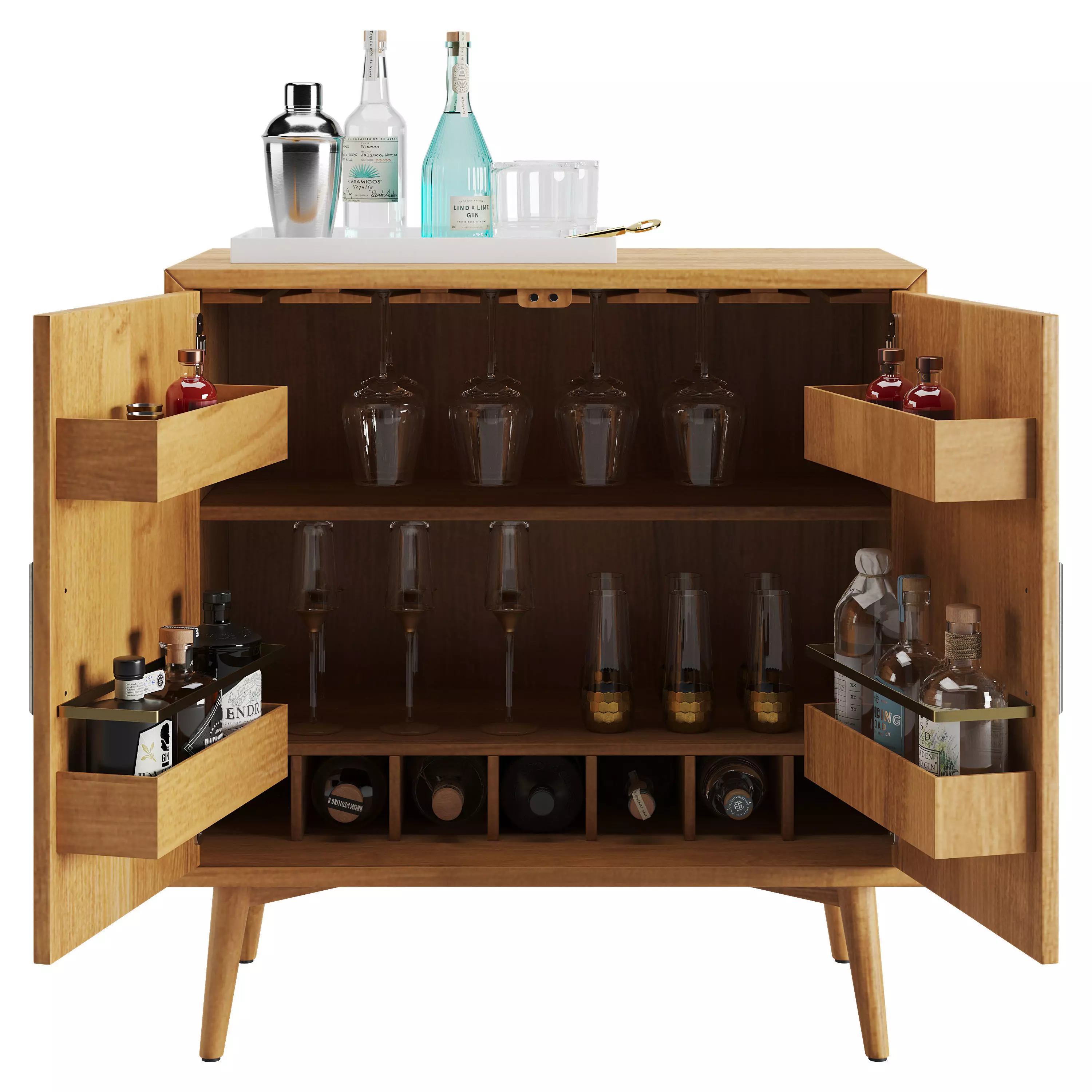 Mid Century Bar Cabinet Small 3D model