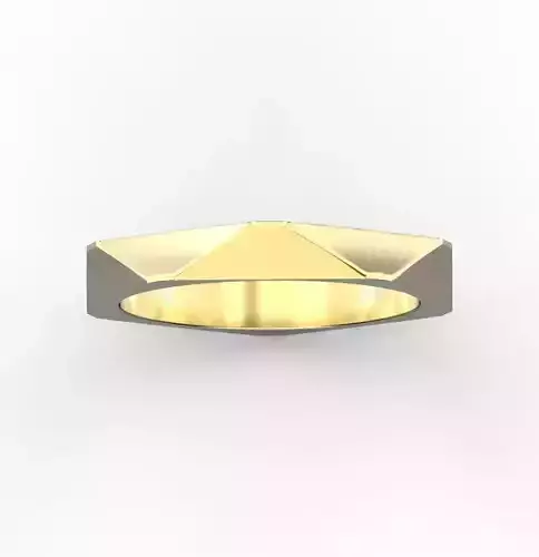Faceted wedding band Gold wedding ring Geomerty ring 