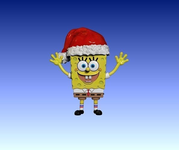SpongeBob with noel hat 3D print model