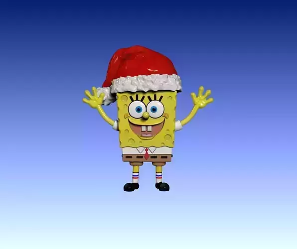SpongeBob with noel hat 3D print model