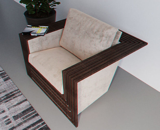 Armchair chair with magazine 3D model