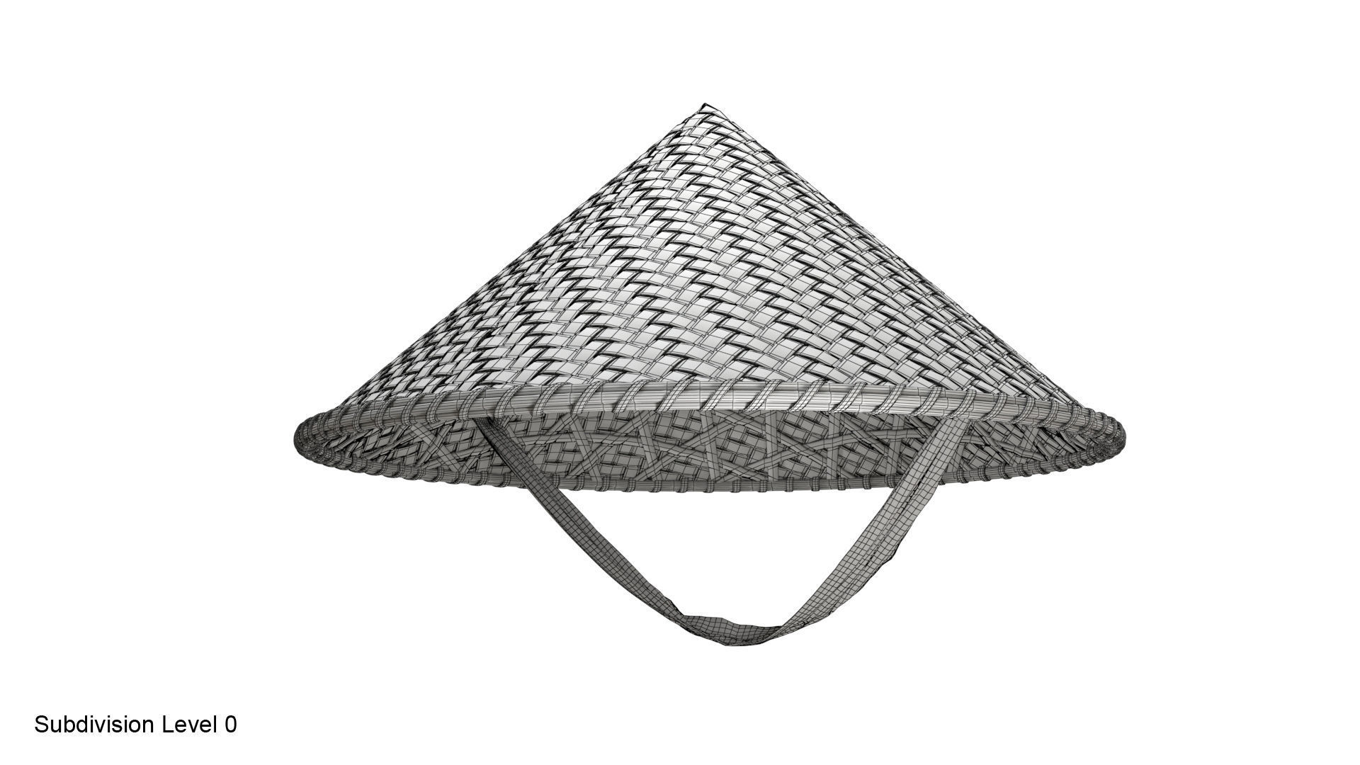 Asian bamboo hat 3D model_14