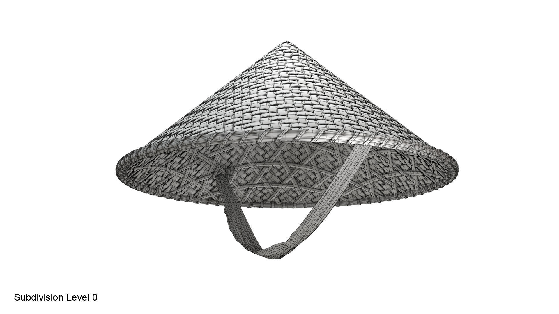 Asian bamboo hat 3D model_13