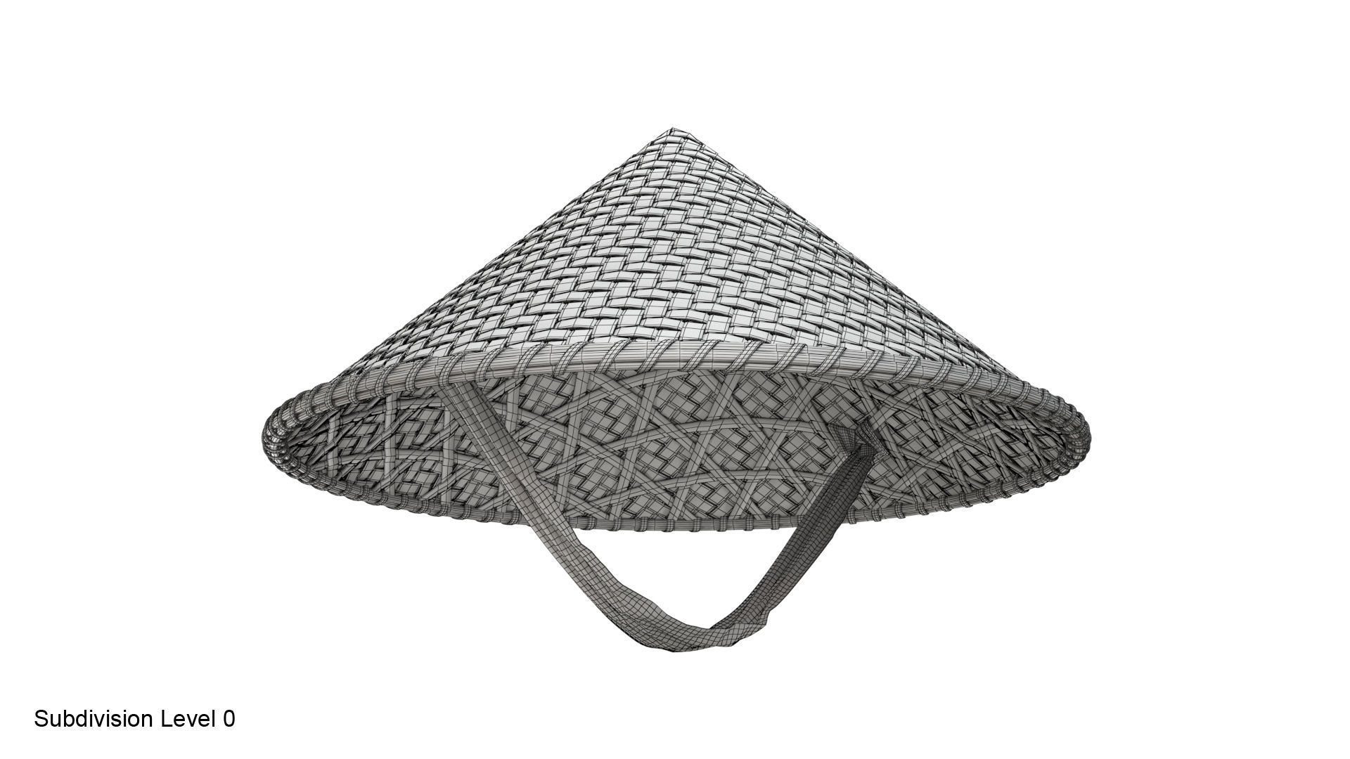 Asian bamboo hat 3D model_12