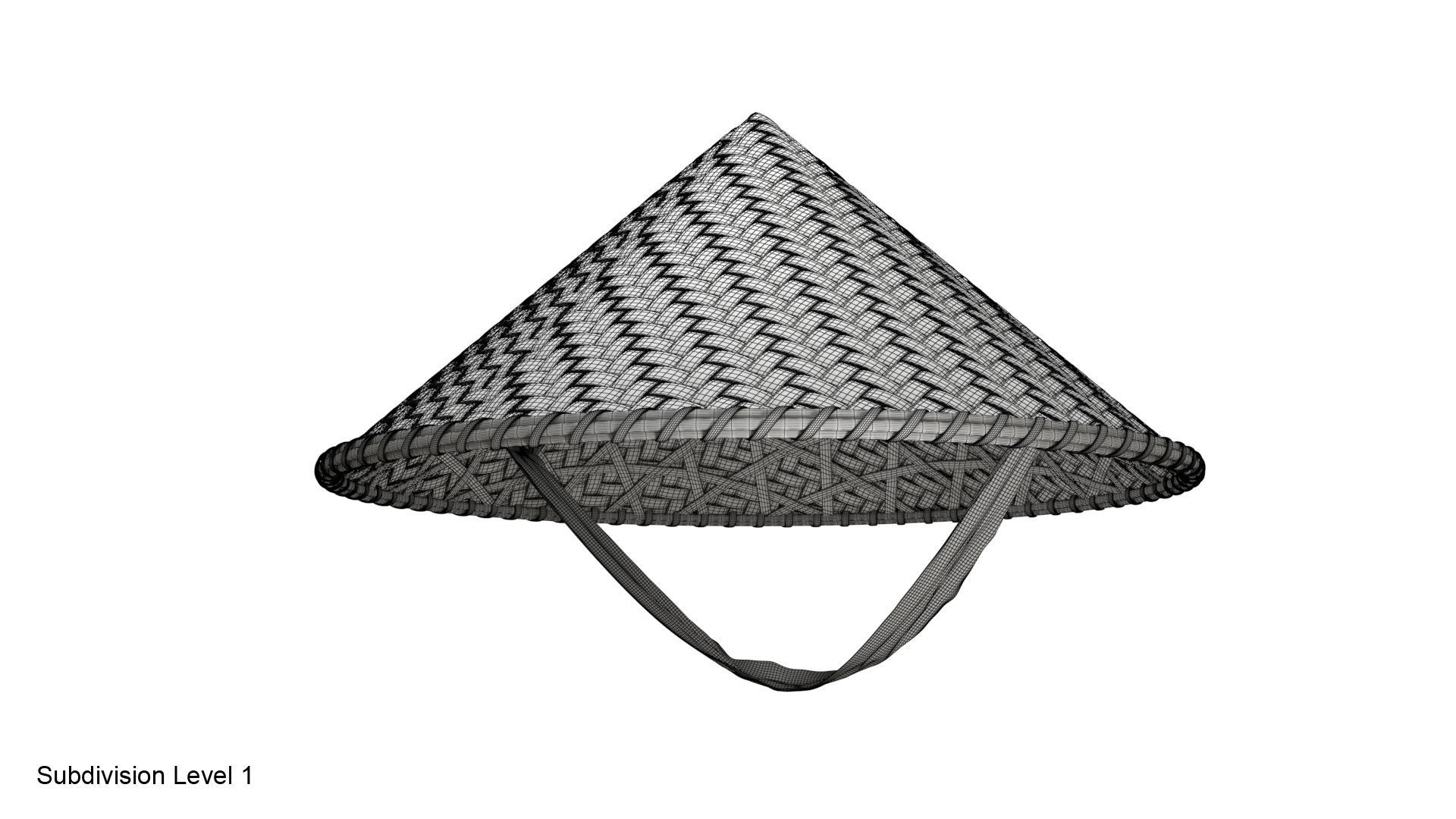 Asian bamboo hat 3D model_23