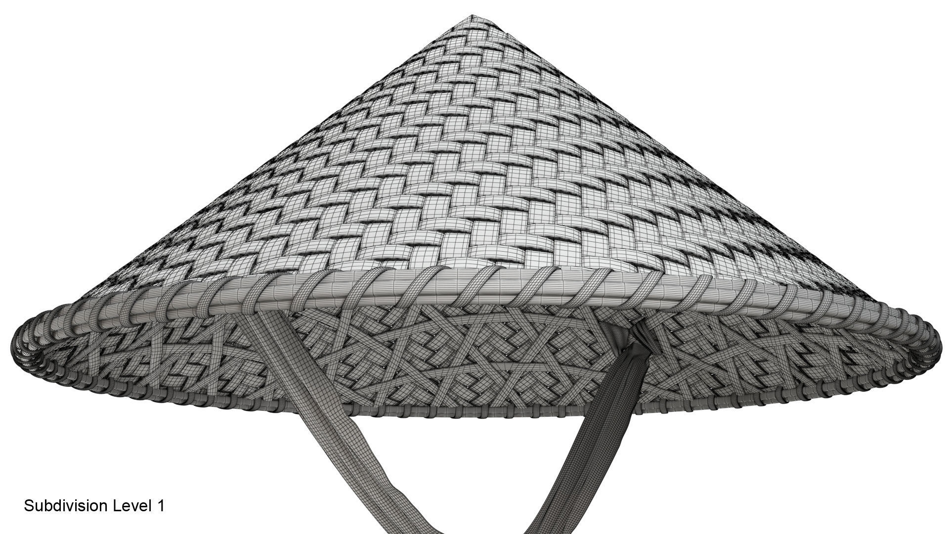 Asian bamboo hat 3D model_27