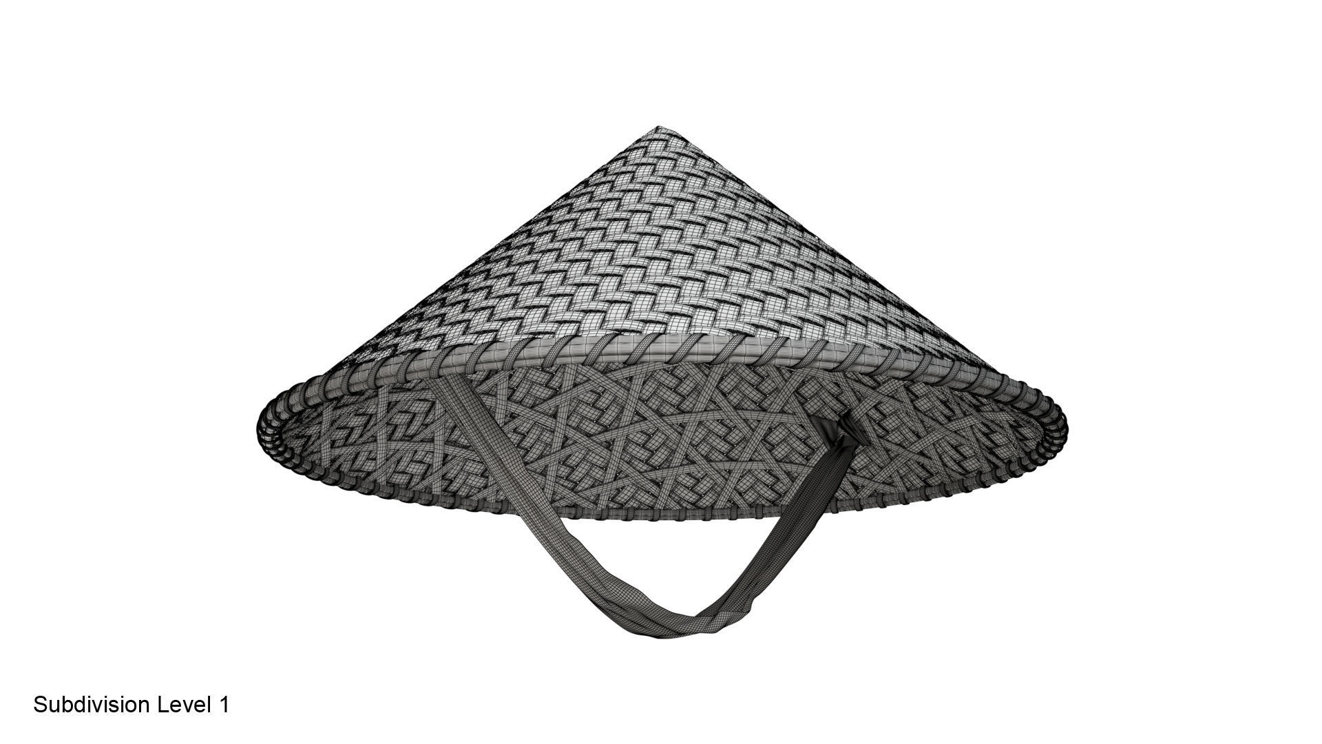 Asian bamboo hat 3D model_21