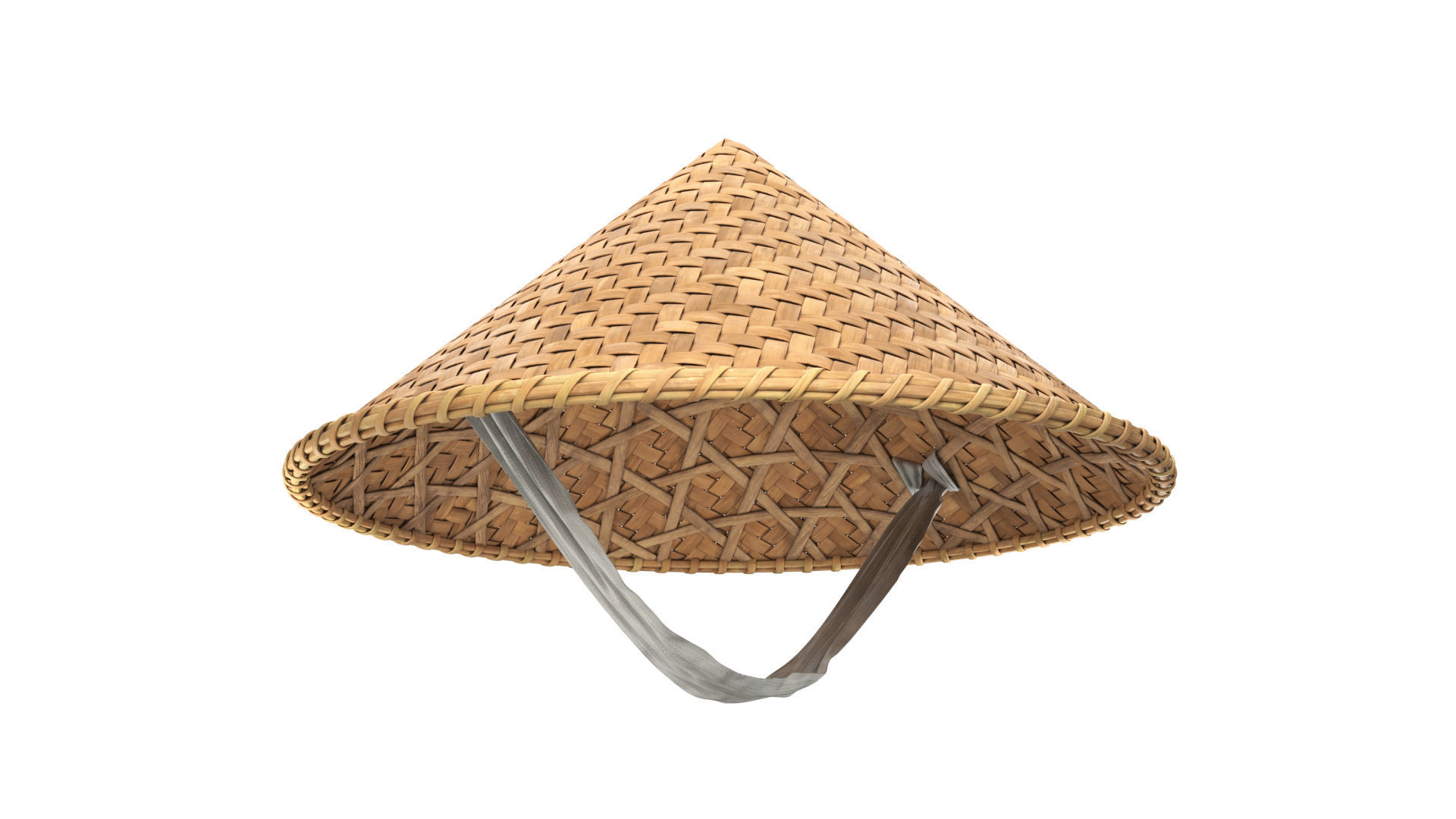 Asian bamboo hat 3D model_2