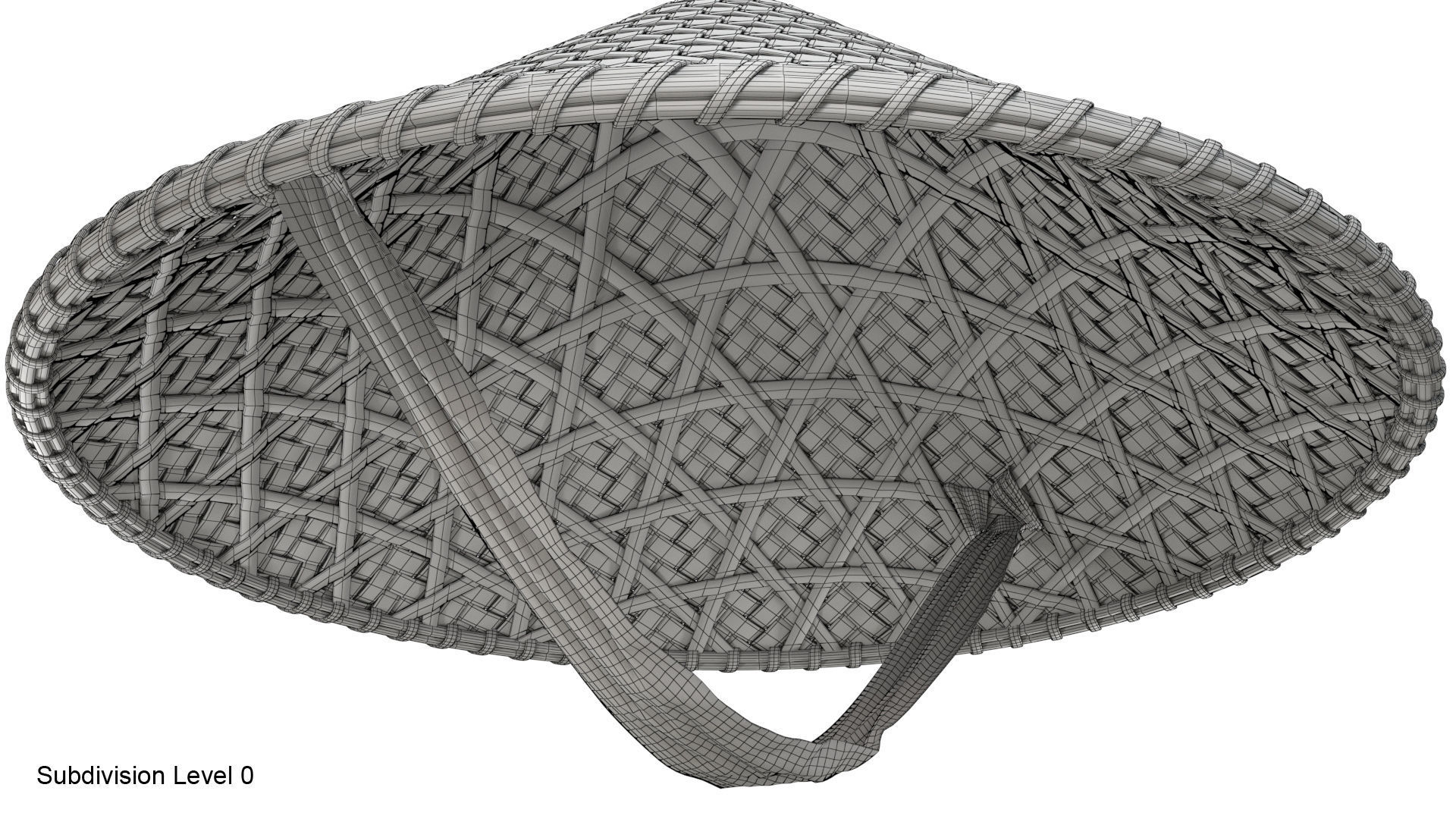 Asian bamboo hat 3D model_19