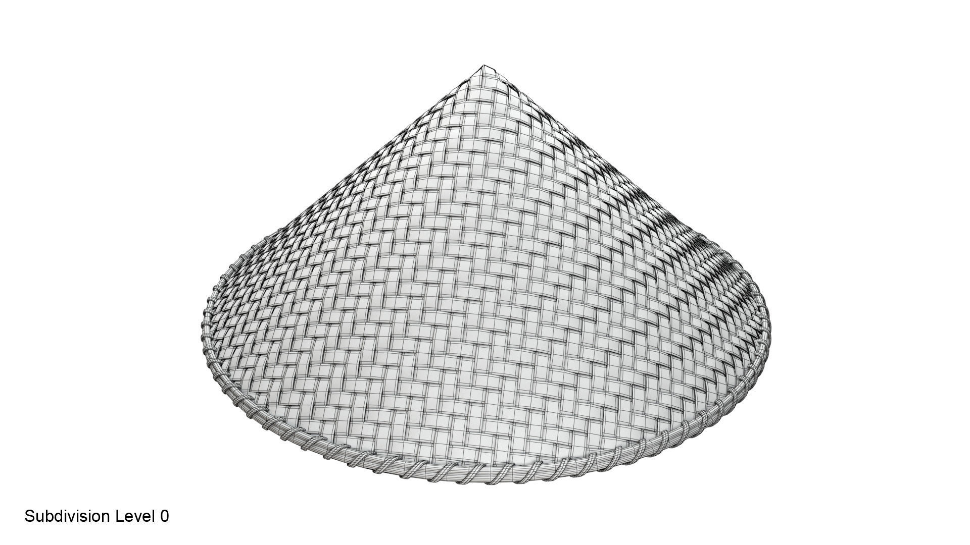 Asian bamboo hat 3D model_15