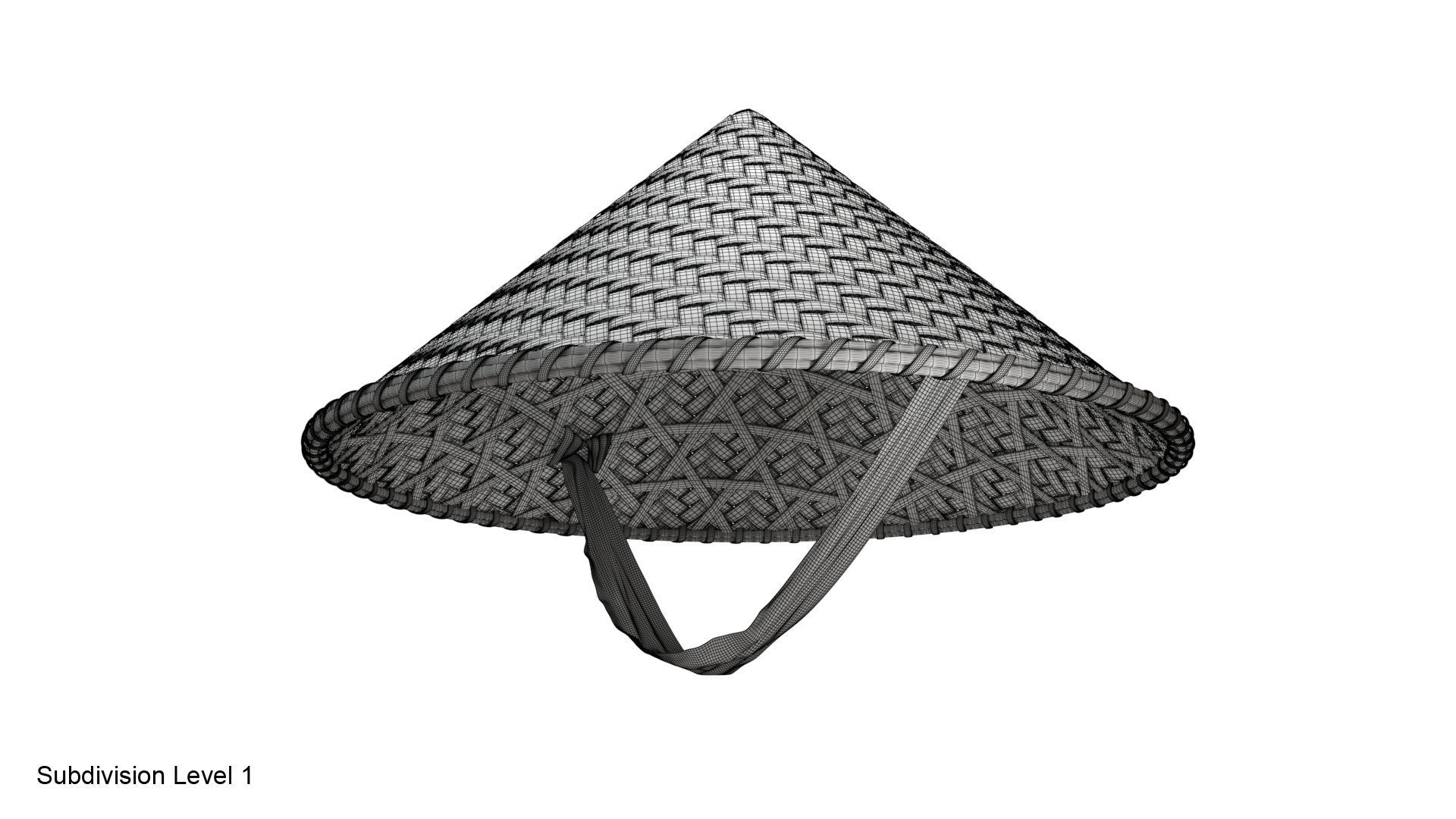 Asian bamboo hat 3D model_22