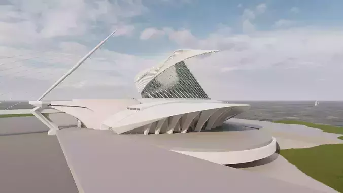 Milwaukee Art Museum model Revit 2021 and render by Lumion 11 3D model