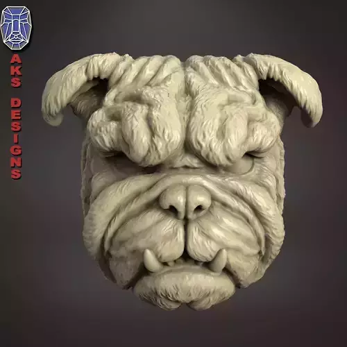 Bulldog version 1 Bas relief for cnc 3D print model