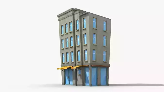 Cartoon Building x23 Low-poly 3D model