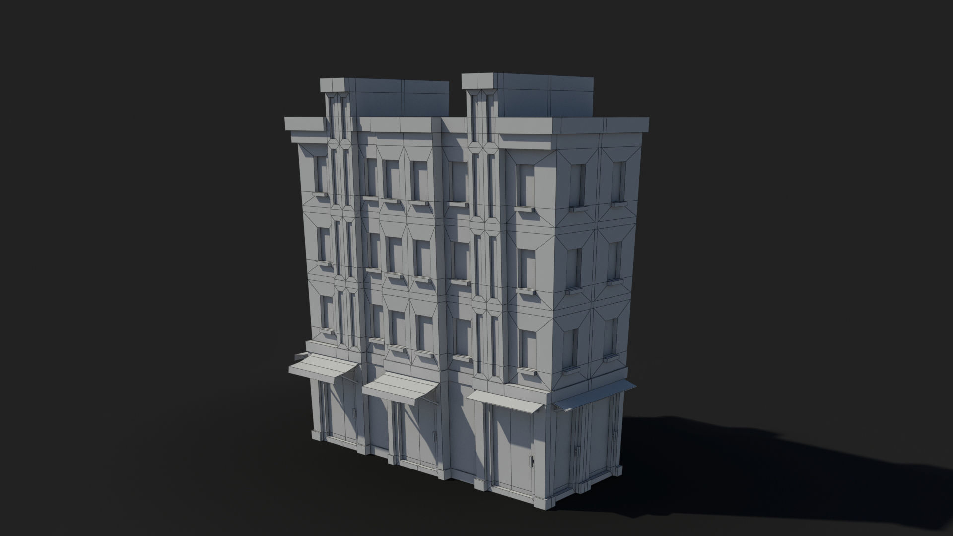 Cartoon Building x24 Low-poly 3D model_9