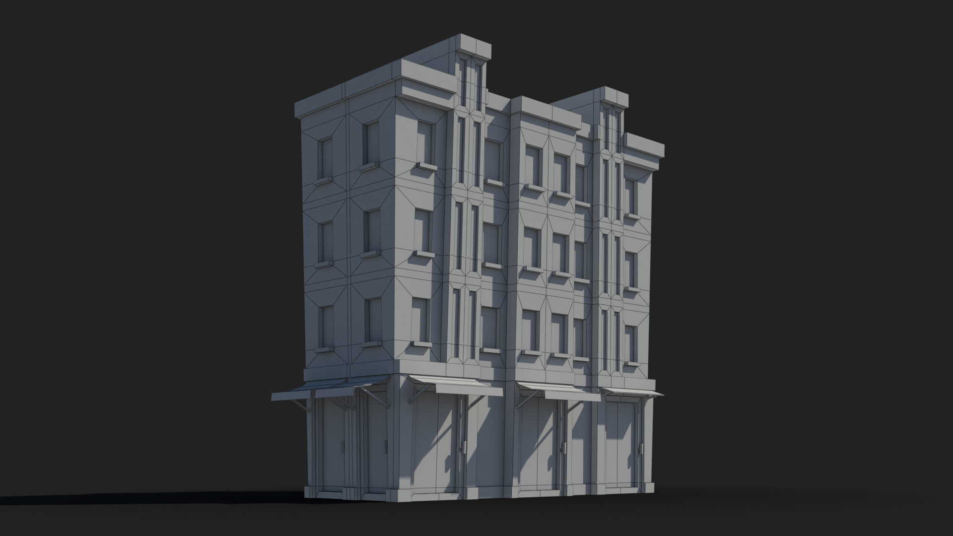 Cartoon Building x24 Low-poly 3D model_7