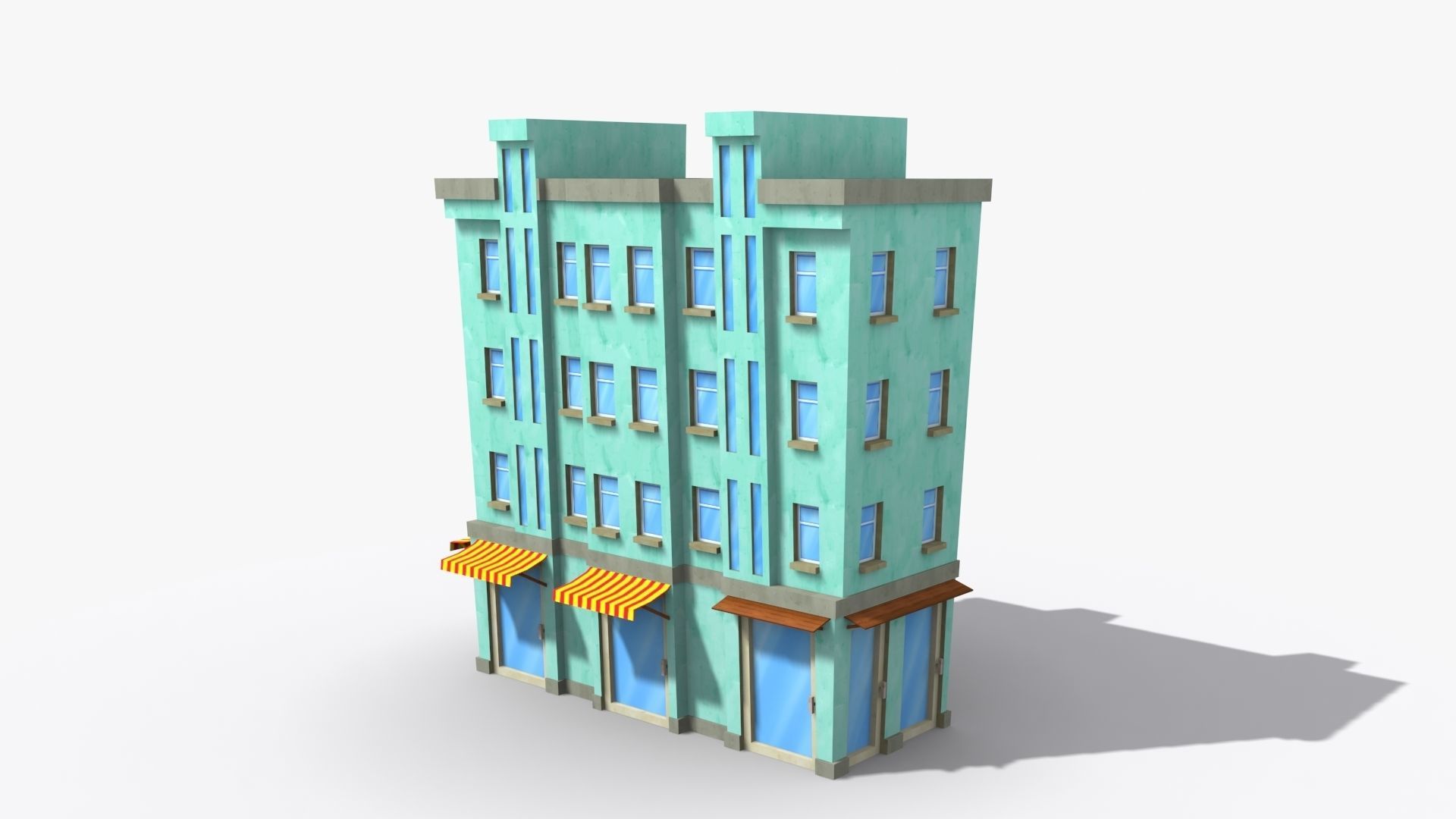Cartoon Building x24 Low-poly 3D model_4