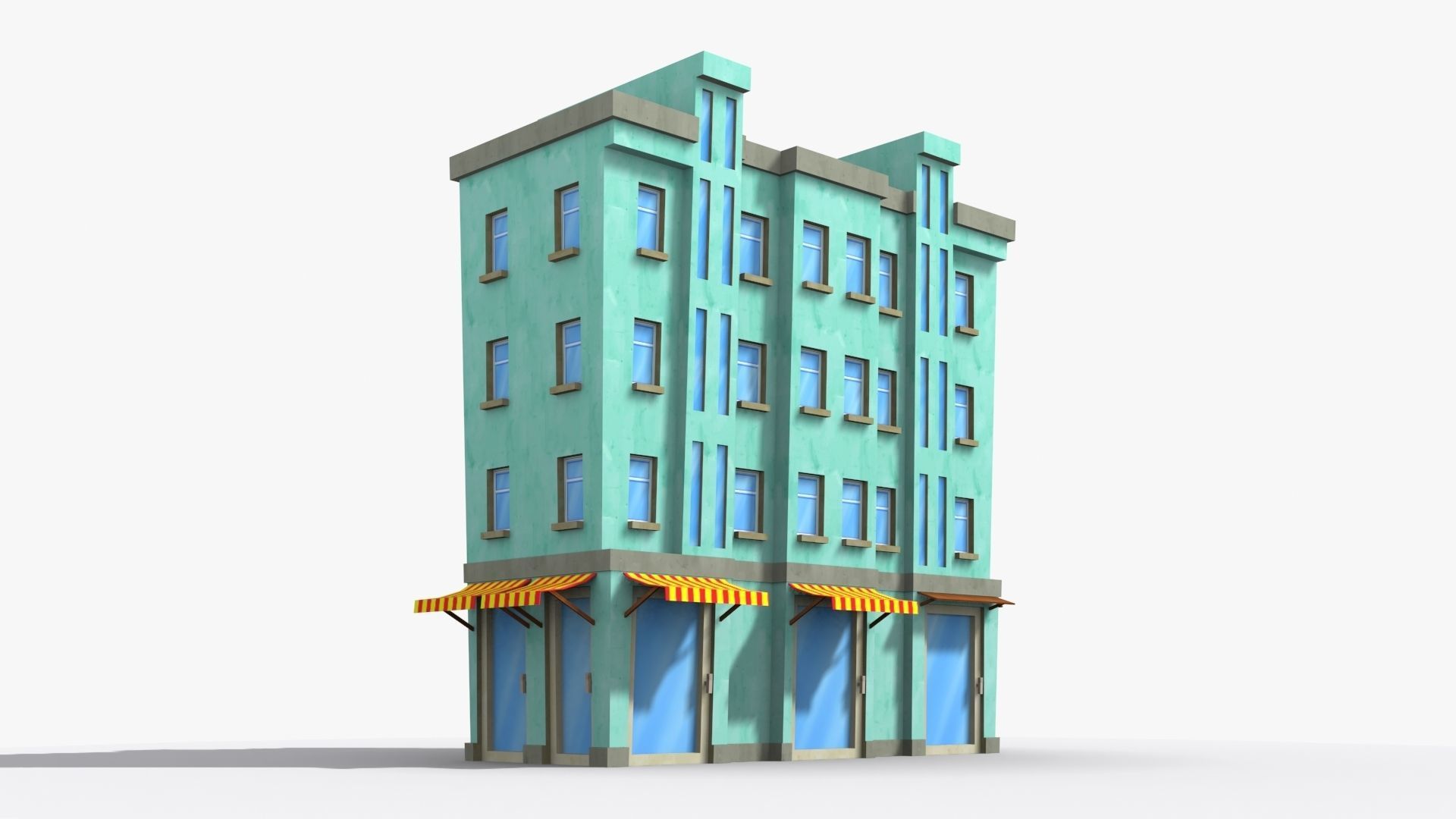 Cartoon Building x24 Low-poly 3D model_2