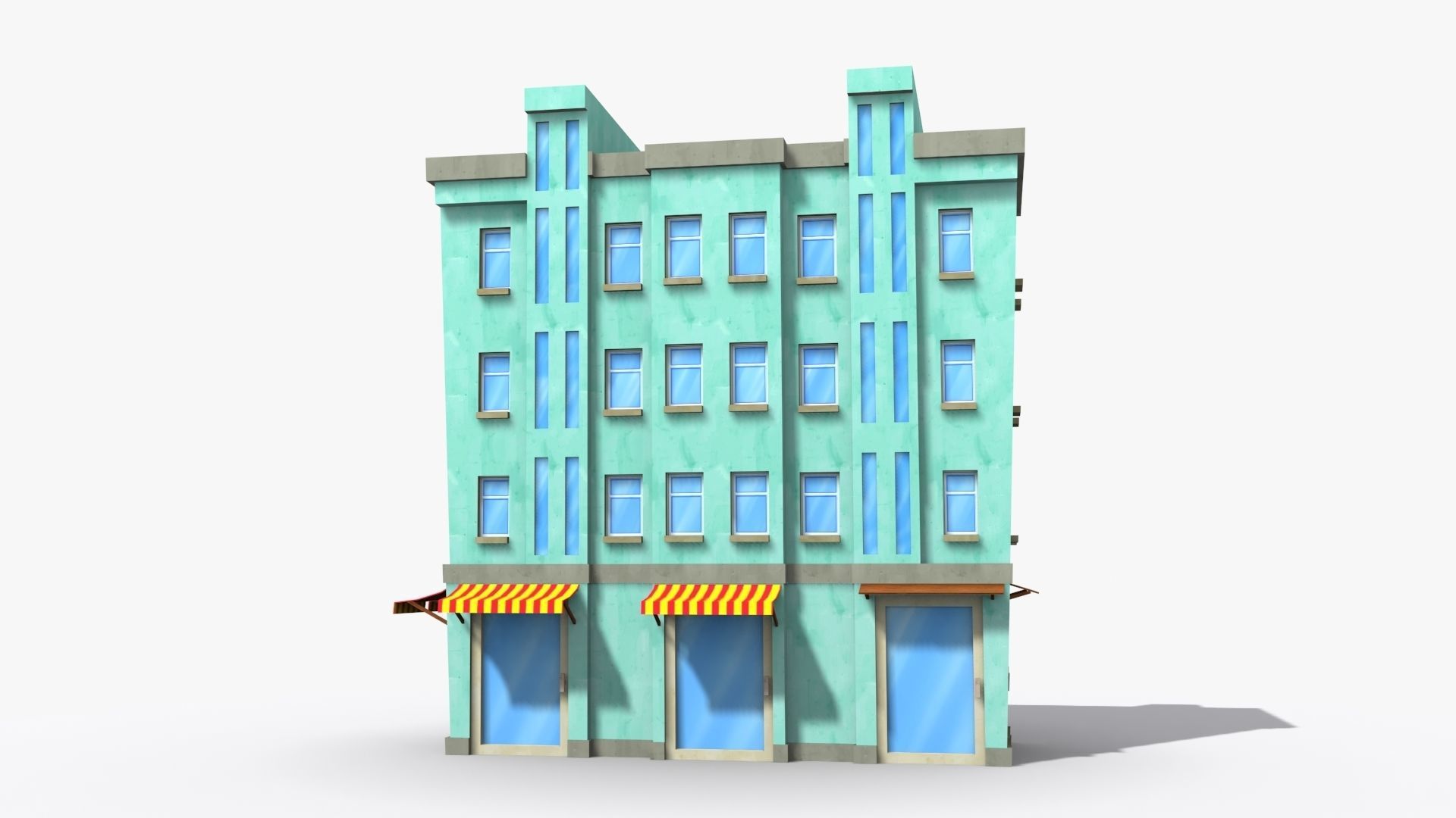 Cartoon Building x24 Low-poly 3D model_1