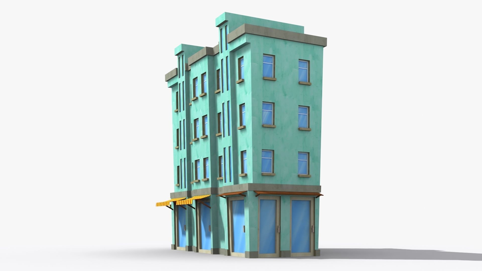 Cartoon Building x24 Low-poly 3D model_3