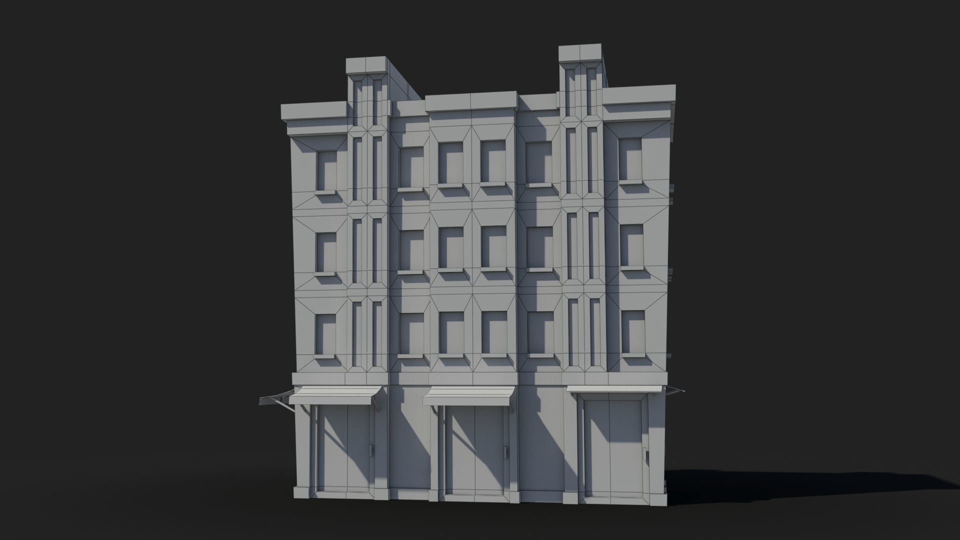 Cartoon Building x24 Low-poly 3D model_6