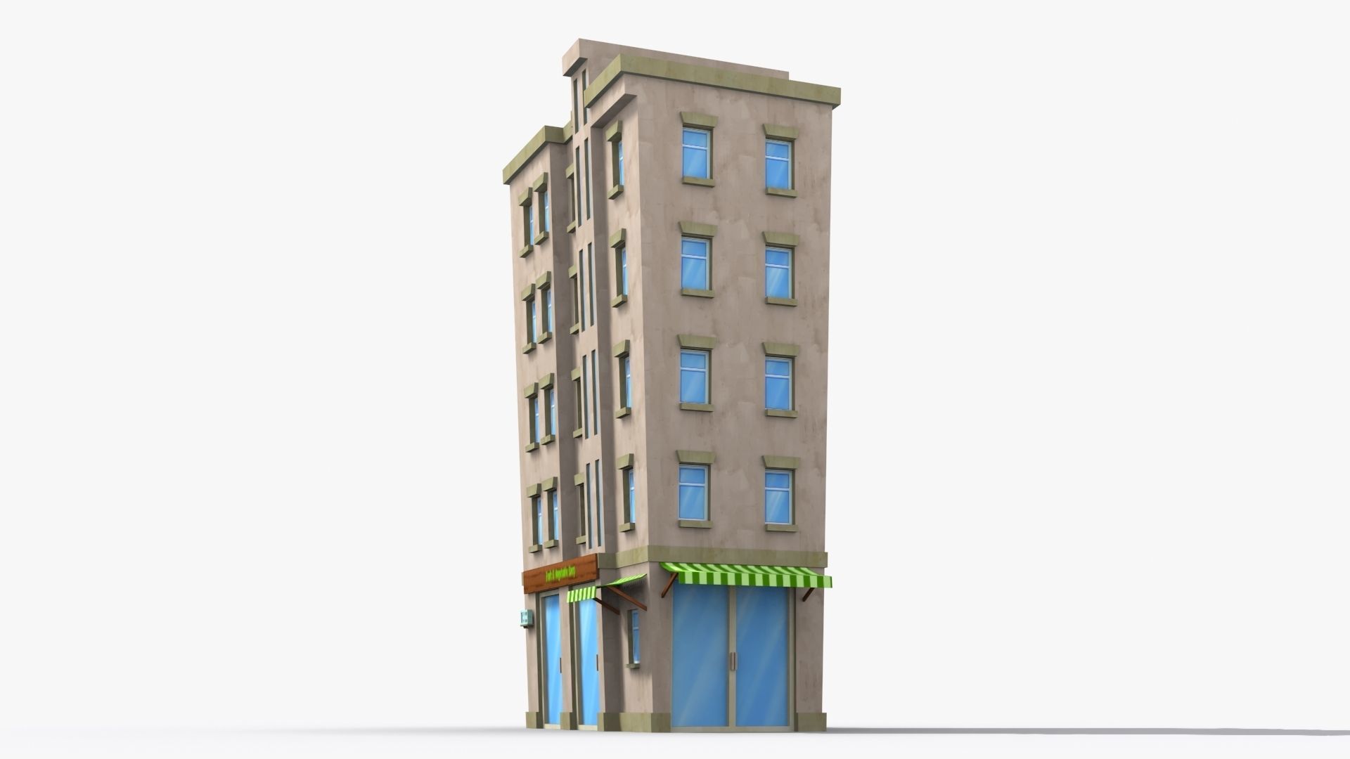 Cartoon Building x25 Low-poly 3D model_3