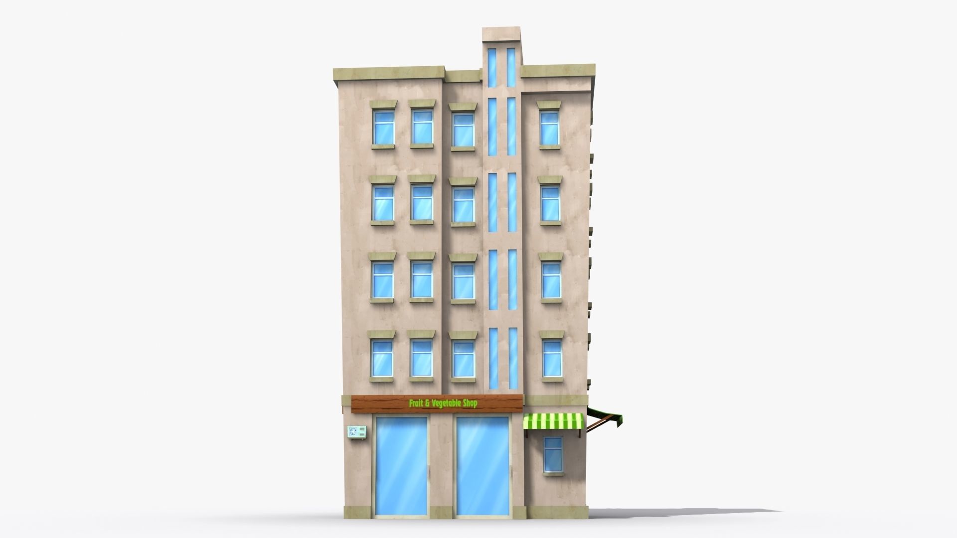Cartoon Building x25 Low-poly 3D model_1